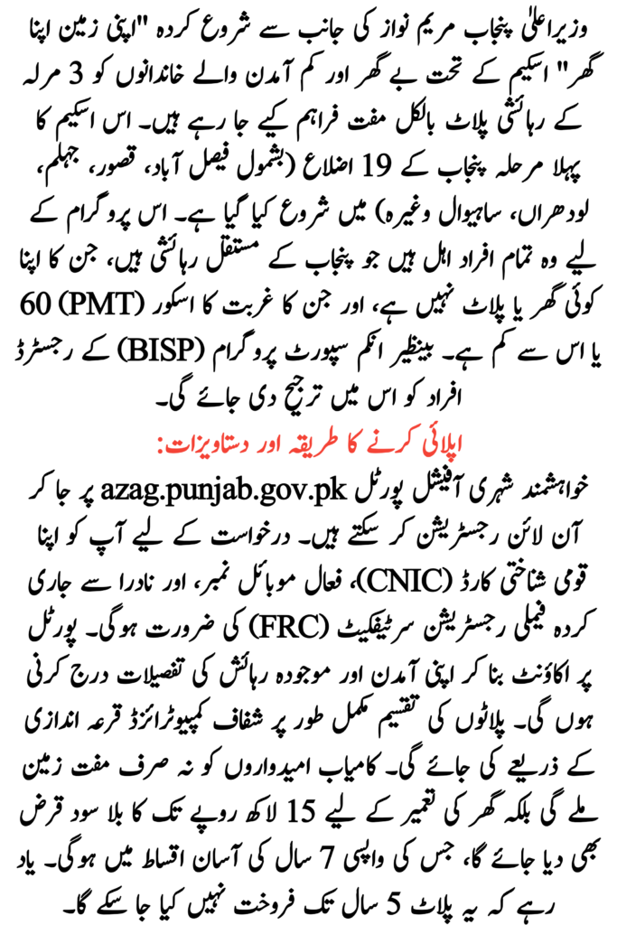 3 Marla Plot Free in Punjab