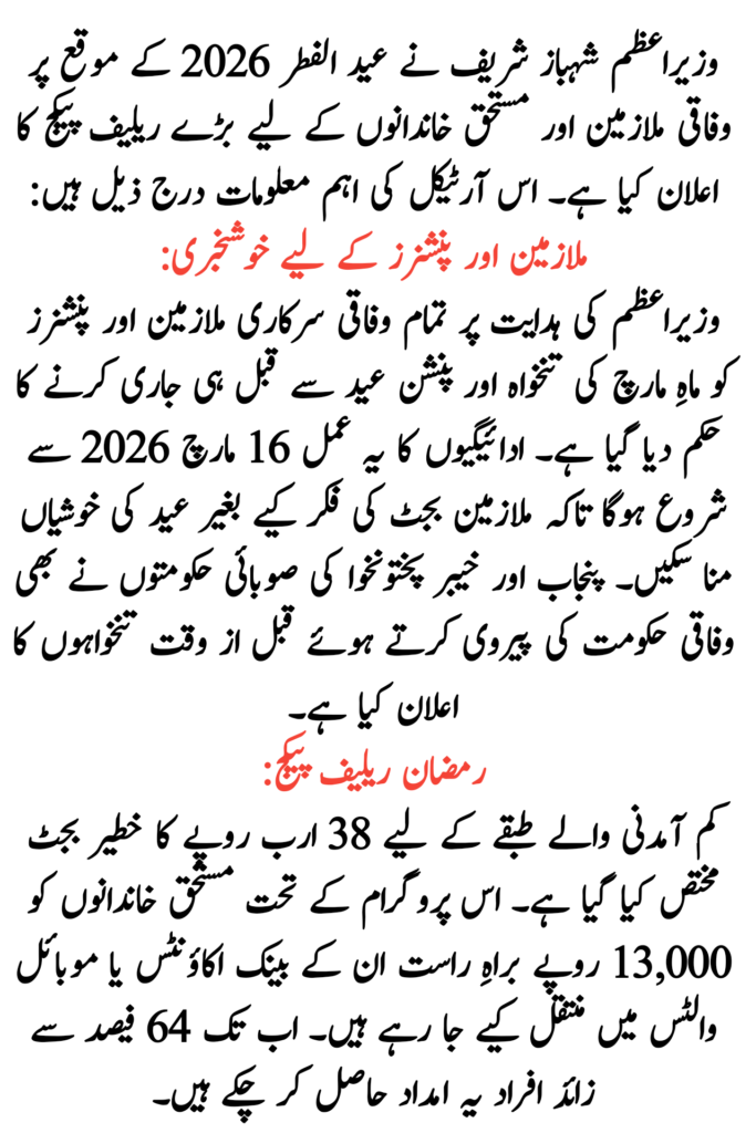 PM Shehbaz Sharif Eid Package